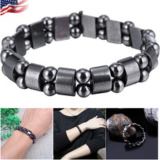 2Pcs Magnetic Hematite Bracelets Pain Relief Powerfull Elastic Therapy Arthritis