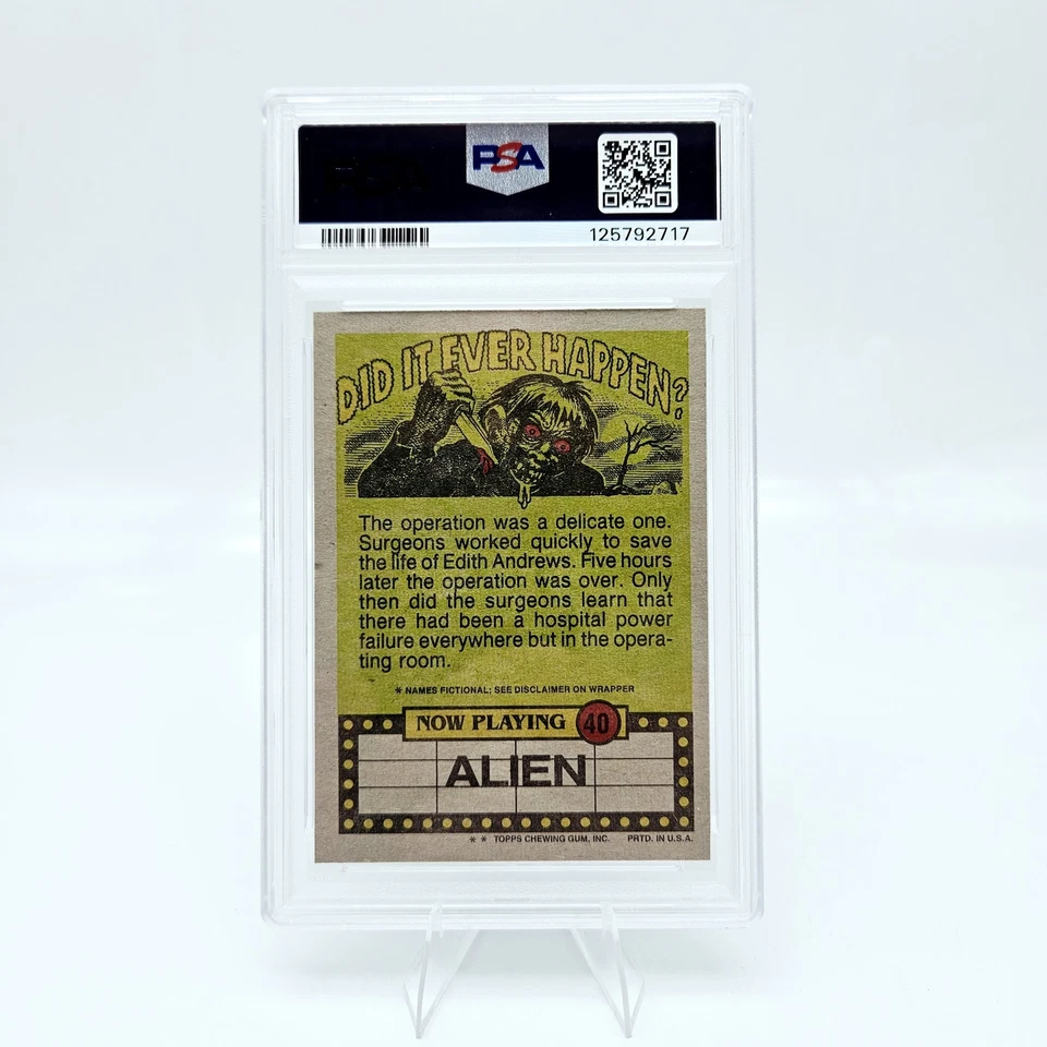 1988 Topps Fright Flicks Alien #40 No Job is Too Big Exterminator PSA 10 Pop 1 - Image 2 of 3