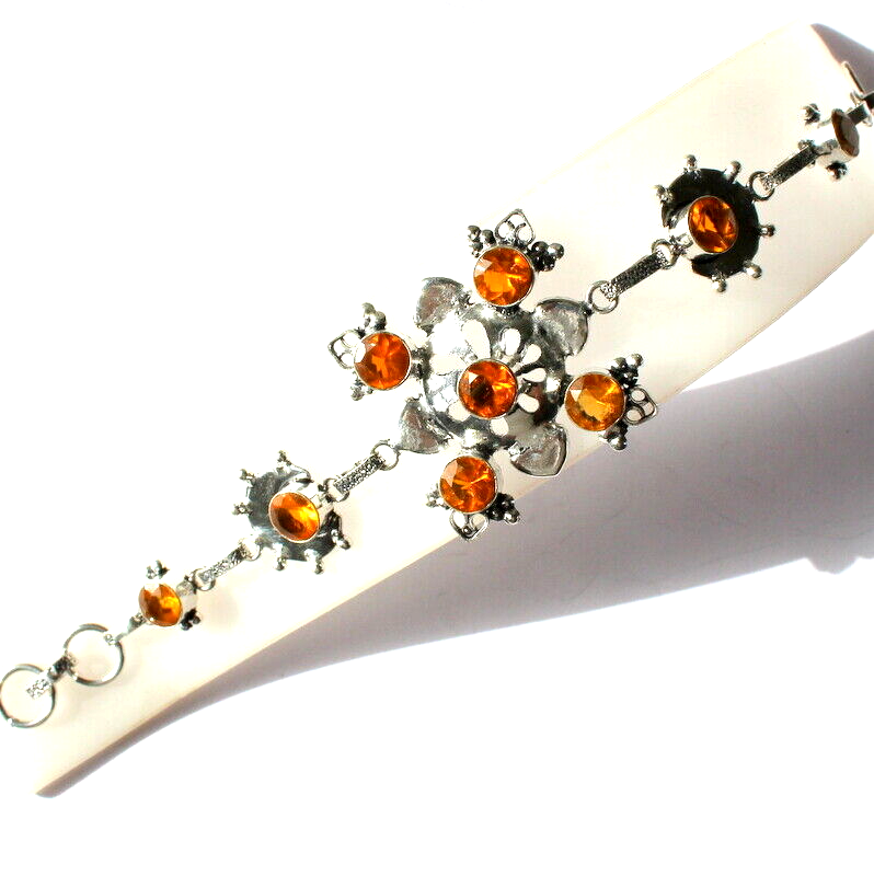 Natural Citrine Gemstone Faceted Bracelet – Handmade Fashion Jewelry – 24 Grams-image