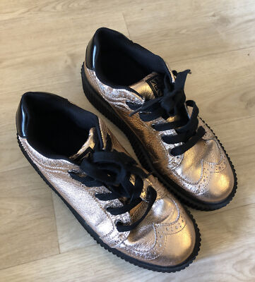 TUK Rose Gold Wingtip Casbah Creeper Womens US 10 T-U-K Platform Lace-up  Sneaker