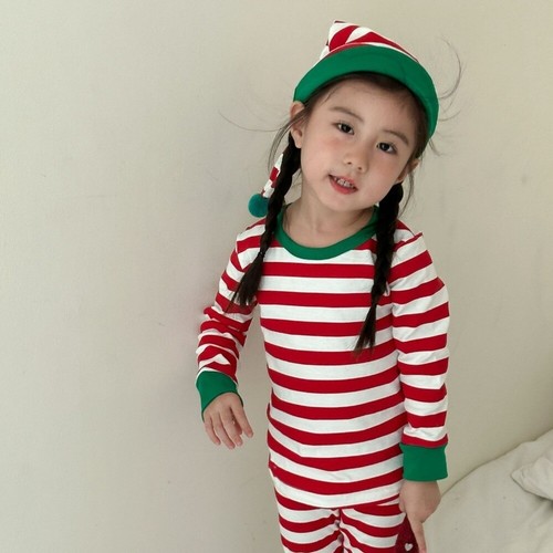 Striped Children Pyjamas Set Pure Cotton Kids Nightwear Christmas Pajamas - Picture 8 of 14