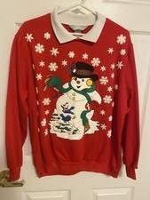 vintage Christmas sweatshirt womens large red snowman blair a79