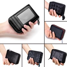 RFID Blocking Men Women Leather Credit Card Wallet Zipper Card Holder Purse US