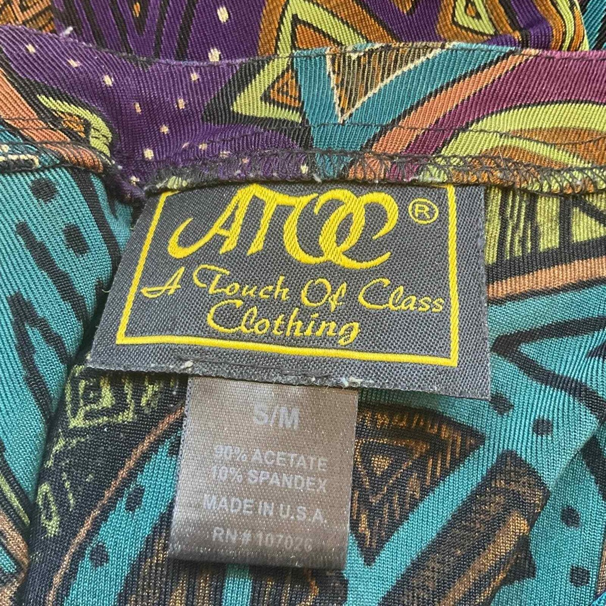 A Touch Of Class Vintage Tunic Stretchy Bright Aztec Design Resort