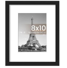 8X10 Picture Frame, Display Pictures 5X7 with Mat or 8X10 without Mat, Wall Hang