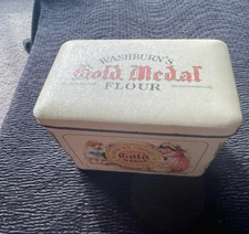 Washburn's Gold Medal Flour Metal Recipe Box Bristolware 1990 Tins Containers