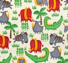 Jungle Safari Animals Comfy Cotton Flannel Fabric by the Yard