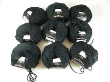 TAHKI COAST YARN 07 BLACK WOOL AND COTTON LOT OF 9 SKEINS 50 GM