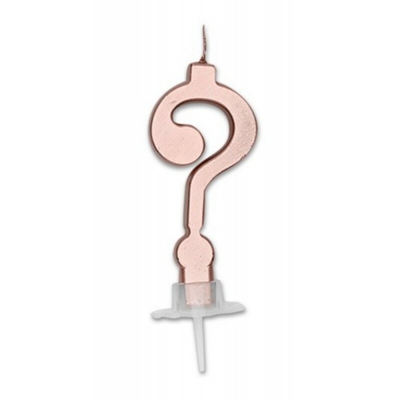 Candelina per torta Italic Punto Interrogativo Cm. 7 - Rosa Gold Metal