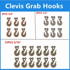 1/4" 3/8" 5/16" Clevis Grab Hooks for Wrecker Tow Chain Flatbed Trailer Tie-Down