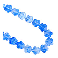 18 pcs Flat 2 Sided Flower Beads Blue White Czech Boho Glass 10mm Flat Daisy