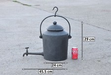 vintage Cast Iron Kettle Pot old cast boiler kettle & brass tap- FREE  DELIVERY