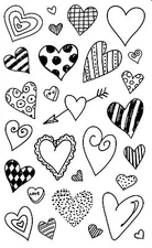 Mrs. Grossman's Giant Stickers - Pen & Ink Hearts - Stripes, Dots - 2 Strips