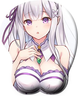 Zero Emilia 3D Mouse Pad 3D Anime Mouse Pad with Wrist Support Gel for Office, C