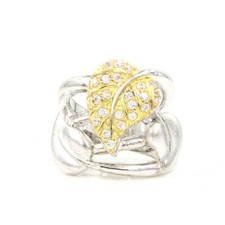 2 Tone Stainless Steel 316 Leaf Women's Cocktail Fancy Daily Ring