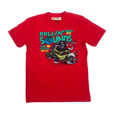 IRO OCHI MENS 100% AUTHENTIC ROLLIN SOUNDS FESTIVAL JAPAN, LARGE RED T-SHIRT