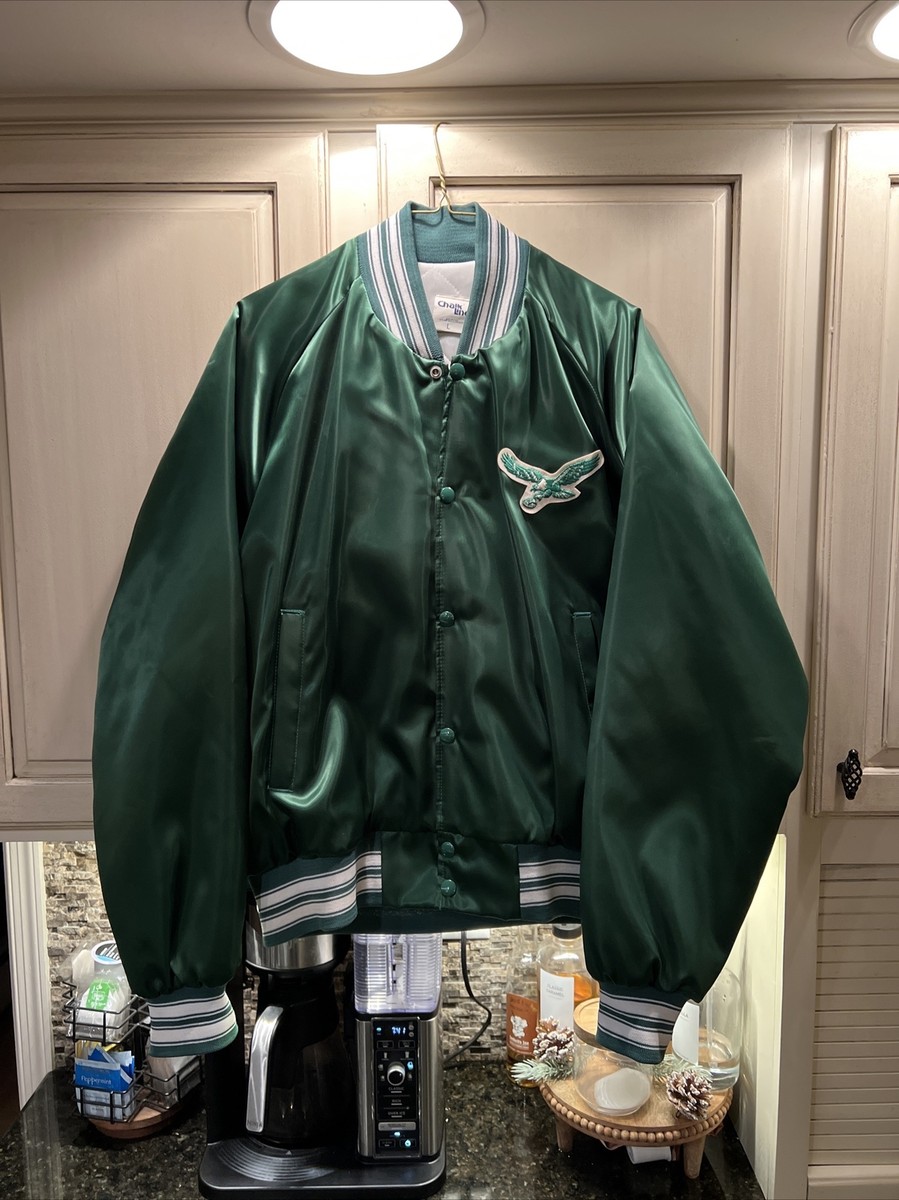 VTG 1980s Philadelphia Eagles Chalk Line Satin Bomber Jacket VTG 1980s Philadelphia Eagles Chalk Line Satin Bomber Jacket