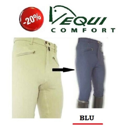 AB00020A Equicomfort Umbria pantalone pantaloni equitazione uomo BLU cotone  | eBay
