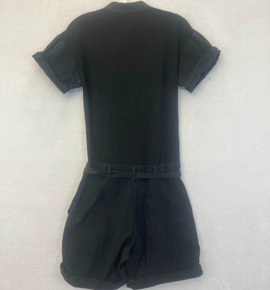 Mameluco Zara Hombre Cinturón Para Hombre Pequeño Negro Manga Corta Elastizado Pantalones Cortos Mono Foto 2 de 4