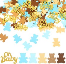 500 Pcs We Can Bearly Wait Baby Shower Decorations Bear Brown, Blue