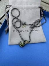 David Yurman Necklace - Sterling Silver & 14k Gold - Peridot