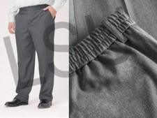 Boys Extra Generous Waist Sturdy Fit School Trousers Half Elasticated Short Leg