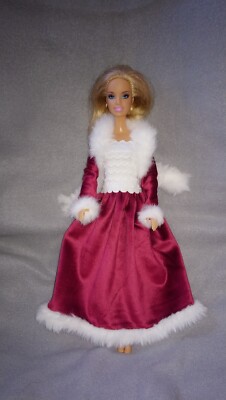 Barbie Puppen Kleid Königin Winter Prinzessin Ballkleid Happy Holiday #45