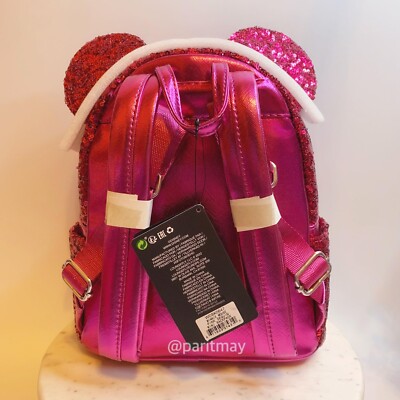 Loungefly Disney Minnie Mouse Sequin Mini Backpack Hot Pink  display picture 3