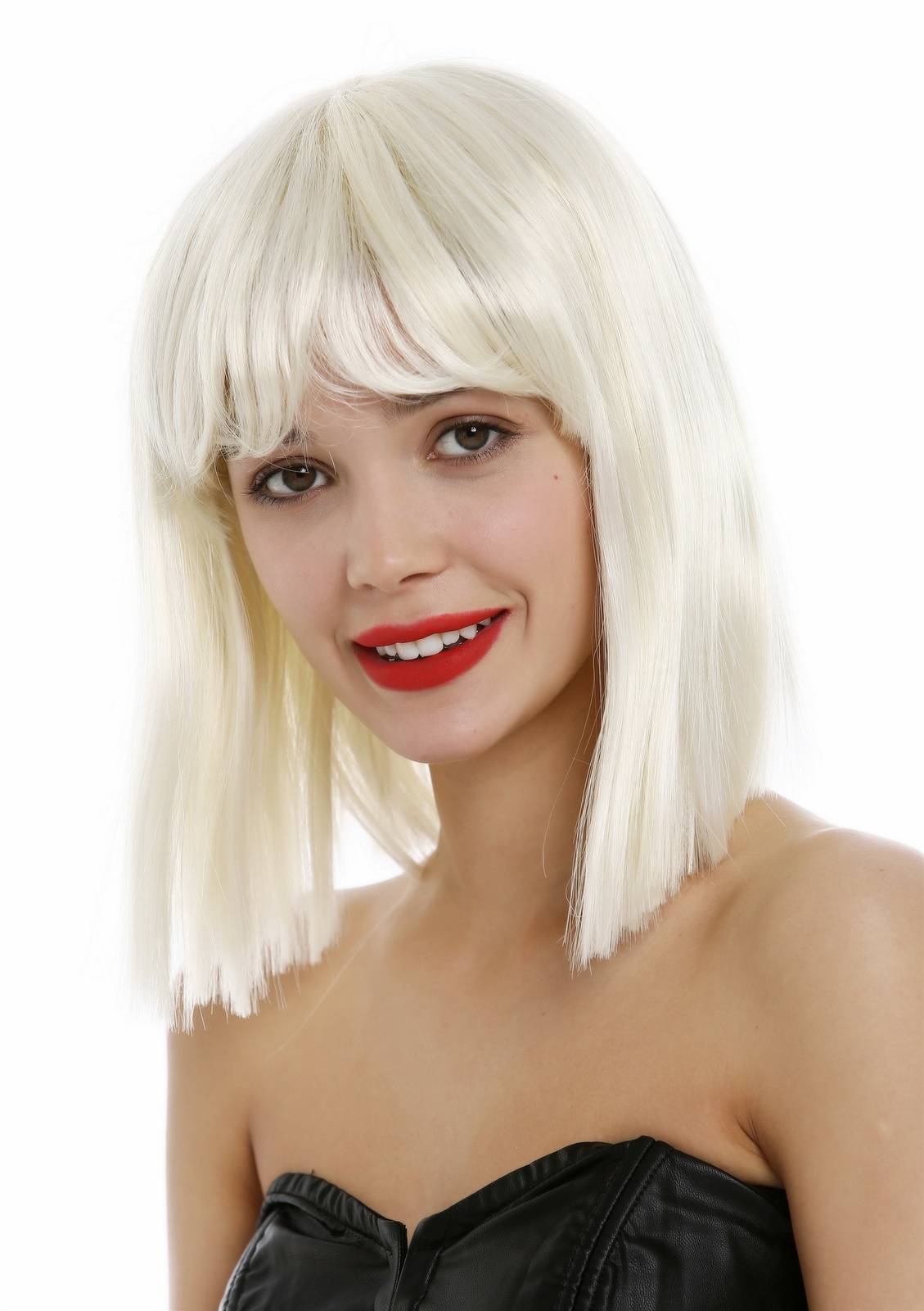 Women Long Bob Smooth Cleopatra Fringe Shoulder Length Wig