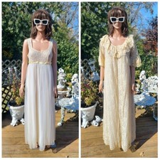 True VTG 1950s 60s Mid-century Negligee Peignoir Nightgown Robe Lounge Set MCM M