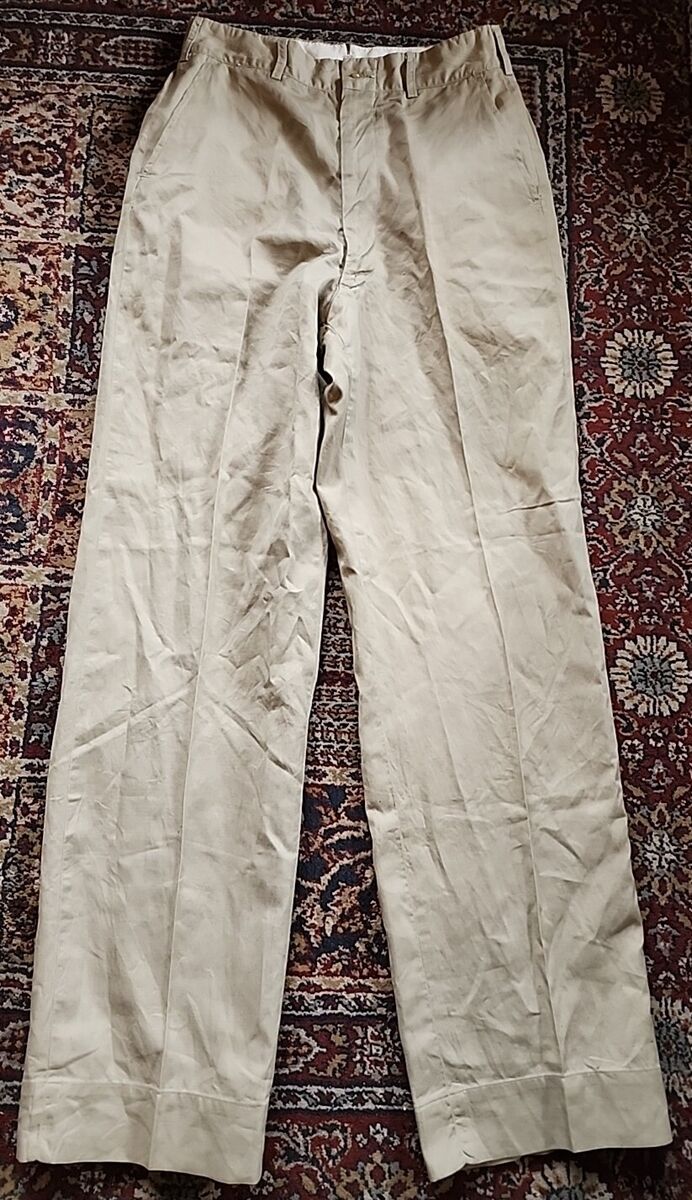 Vintage 50s Mens US Army Khaki Chino Trousers Pants Talon Vintage 50s Mens US Army Khaki Chino Trousers Pants Talon