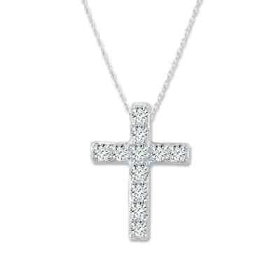 Damen Kreuzform Anhänger, 0,07 ctw natürlicher Diamant Charm, 925 Sterling Silber
