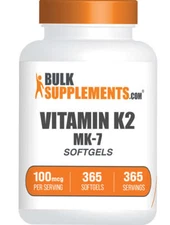 BulkSupplements Vitamin K2 MK7 Softgels - 1mcg per Serving - 365 Softgels
