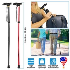 US Folding Handle Cane Adjustable Aluminum Stick Hiking Walking Trekking Travel