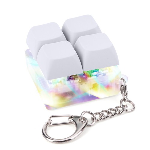 4 Buttons Glowing Mechanical Keyboards Fidget Keychain with LED Light Portable - Afbeelding 39 van 42
