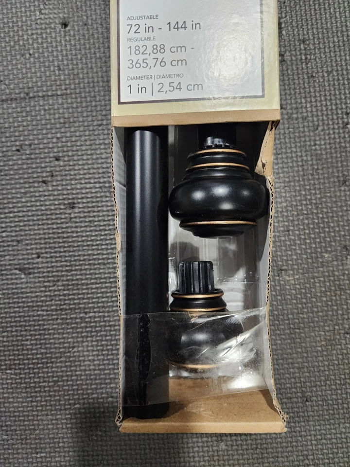 Allen + Roth 72-in To 144-in Matte Black Steel Single Curtain Rod (Read) - Image 3 of 3