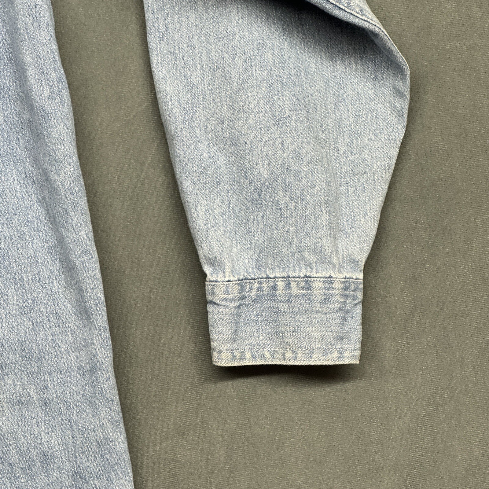 Mossimo Construction Button Up Collared Blue 100%… - image 11