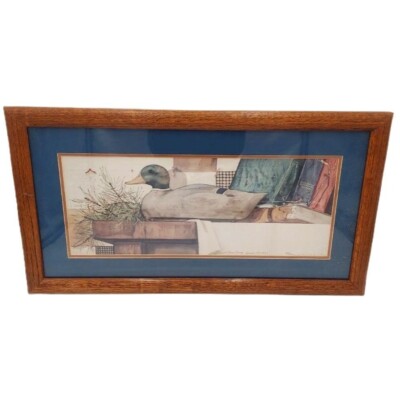 Duck Decoy Limited Edition Print Sandi Gore Evans Quiet Harbor Framed 26 x 14 
