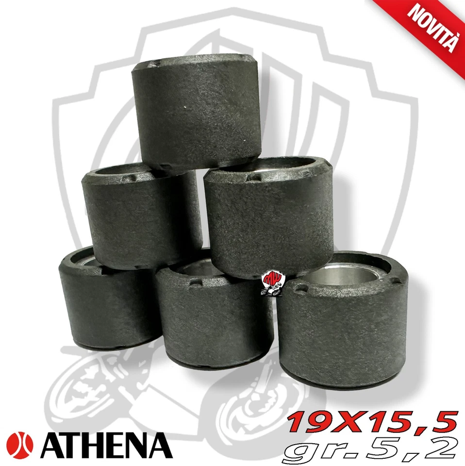 ATHENA KIT 6 RULLI MASSETTE VARIATORE 19X15,5 - 5,2 GRAMMI PIAGGIO NRG MC3 DD LC 50