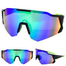 OVERSIZE SPORTY WRAP AROUND Biker Cycling Fishing Shield SUNGLASSES Big Frame C5