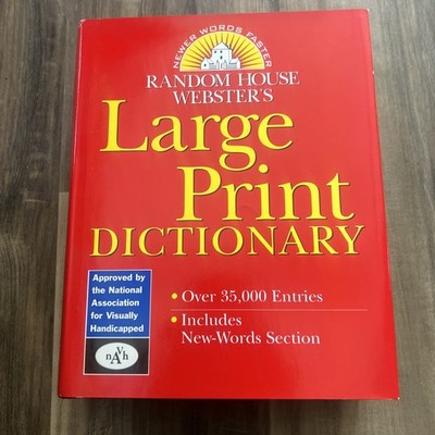 Random House Websters Large Print Dictionary - Hardcover - ACCEPTABLE