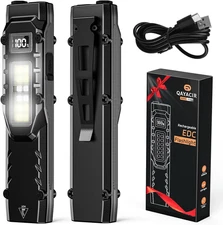 EDC Tactical Flashlight, 1100 High Lumens Rechargeable LED Flat Flashlight W/ Cl