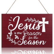 Christmas Jesus Wood Sign Jesus Is the Reason for the Season Hanging Sign Nat...