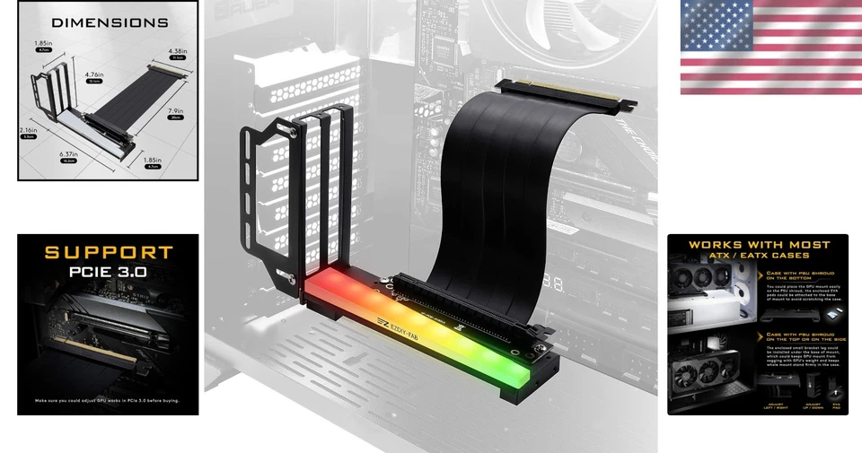 Vertical Graphics Card Bracket with RGB Lighting - Image 2 of 4