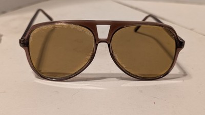 Vintage Fisherman Eyewear Amber Lens Sunglasses Purple Brown Retro Aviator