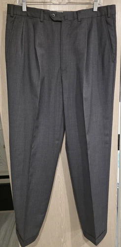 ERMENEGILDO ZEGNA Dress Pants Men's 36x32 Gray Wool Pleated - product listing photo