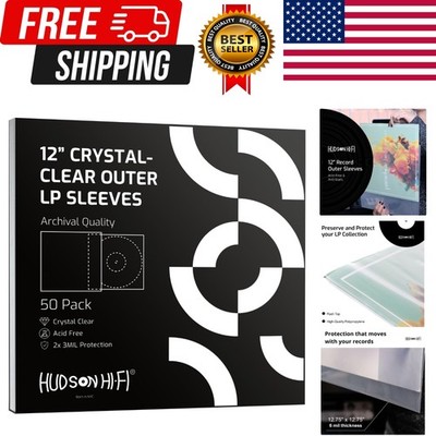 Anti-Static Vinyl Record Sleeves - Durable Clear Disc Sleeves- Protect Your L...