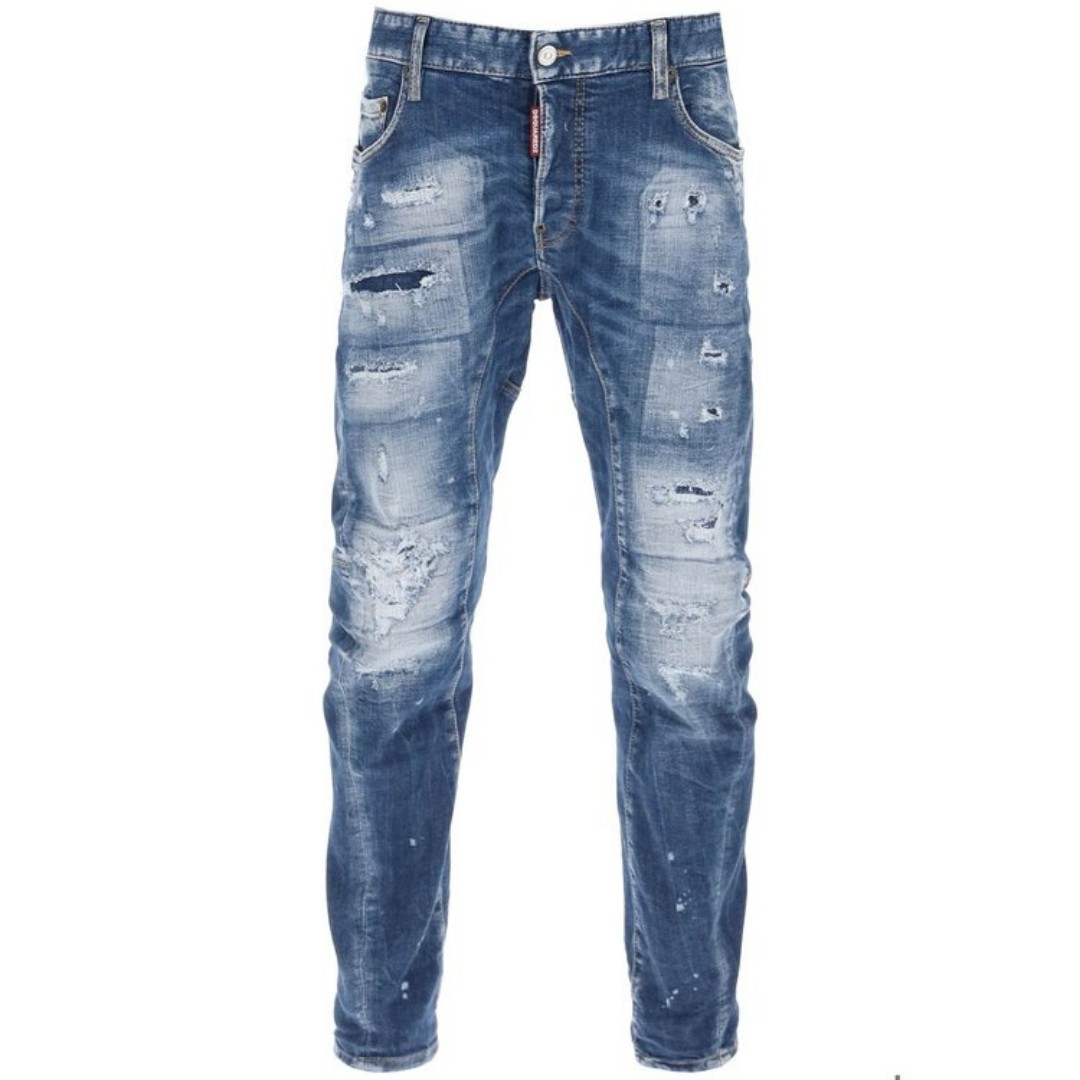 Dsquared2 Tidy Biker Jean Paint Splash Reinforced Ripped Blue Jeans 80290₽
