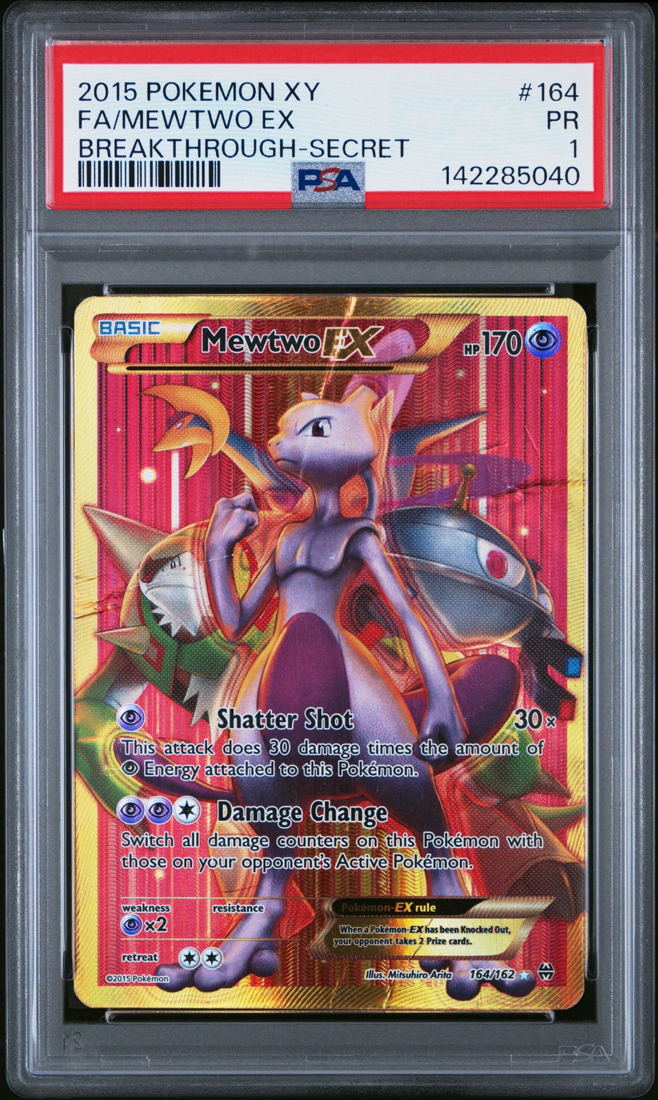 PSA 1 Mewtwo EX 164/162 2015 XY BREAKthrough Secret Rare Pokemon Card
