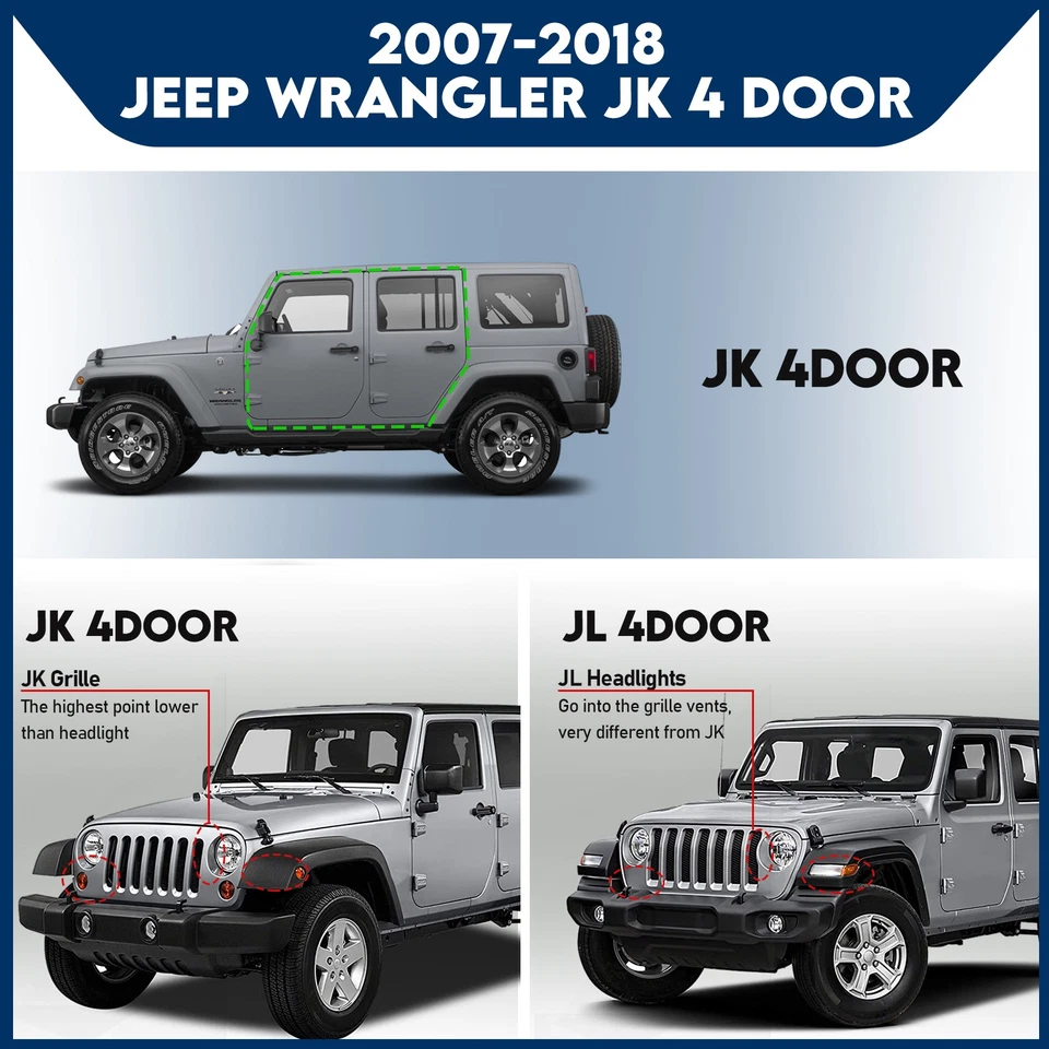 For 2007-2018 Jeep Wrangler JK 4 Door Nerf Bars Running Boards Side Step - Image 3 of 4